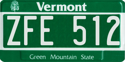 VT license plate ZFE512