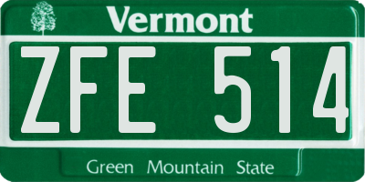 VT license plate ZFE514