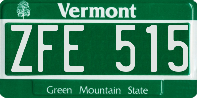 VT license plate ZFE515