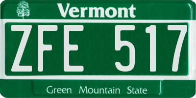 VT license plate ZFE517