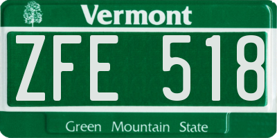 VT license plate ZFE518