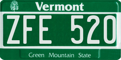 VT license plate ZFE520