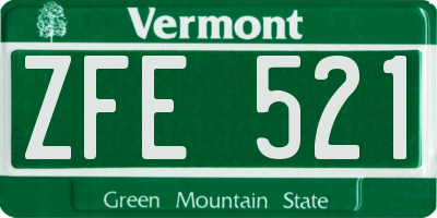 VT license plate ZFE521