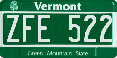 VT license plate ZFE522