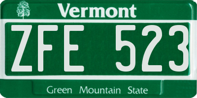 VT license plate ZFE523