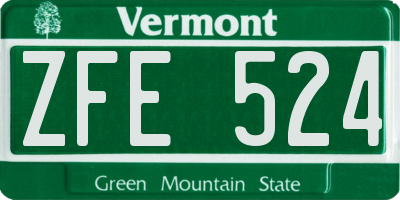 VT license plate ZFE524