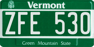 VT license plate ZFE530