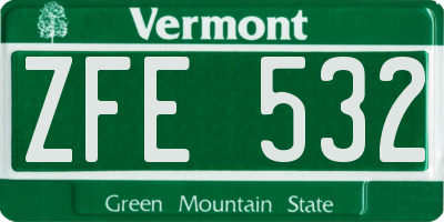 VT license plate ZFE532