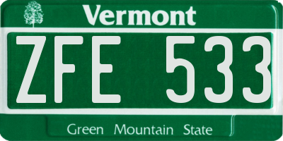 VT license plate ZFE533