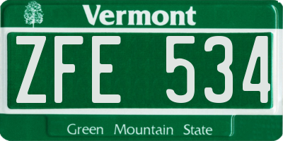 VT license plate ZFE534