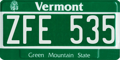 VT license plate ZFE535