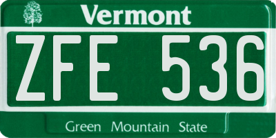 VT license plate ZFE536