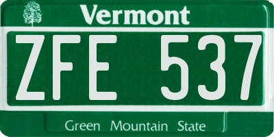 VT license plate ZFE537