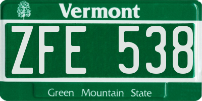 VT license plate ZFE538