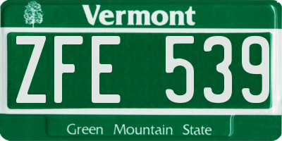 VT license plate ZFE539