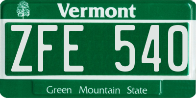 VT license plate ZFE540