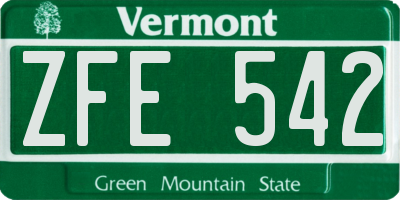 VT license plate ZFE542
