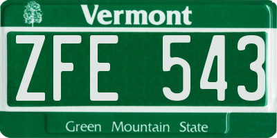 VT license plate ZFE543
