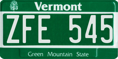 VT license plate ZFE545