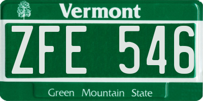VT license plate ZFE546