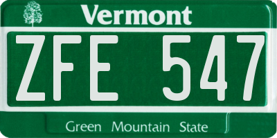 VT license plate ZFE547