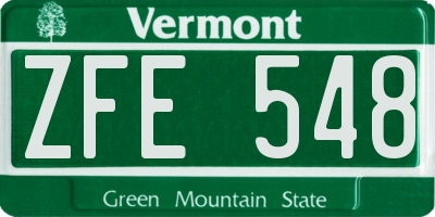VT license plate ZFE548
