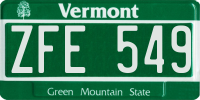 VT license plate ZFE549