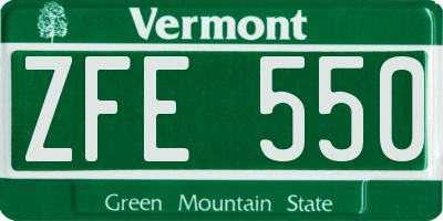 VT license plate ZFE550