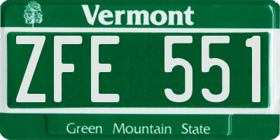 VT license plate ZFE551