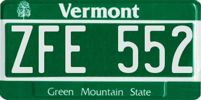 VT license plate ZFE552