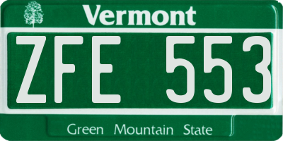 VT license plate ZFE553