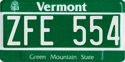 VT license plate ZFE554