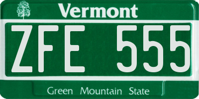 VT license plate ZFE555