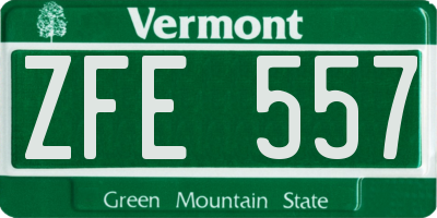 VT license plate ZFE557