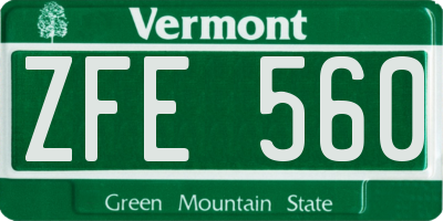VT license plate ZFE560