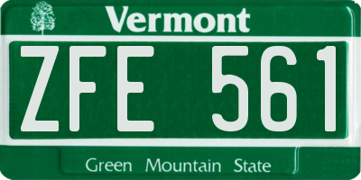 VT license plate ZFE561