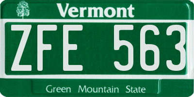 VT license plate ZFE563