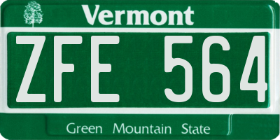 VT license plate ZFE564