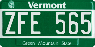 VT license plate ZFE565