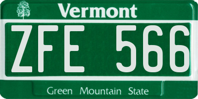 VT license plate ZFE566
