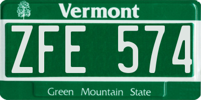 VT license plate ZFE574