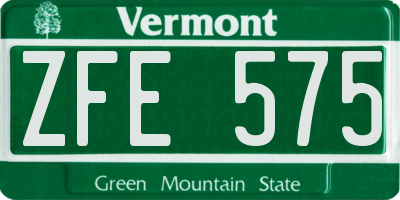 VT license plate ZFE575