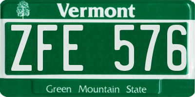 VT license plate ZFE576