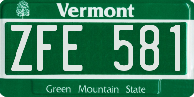 VT license plate ZFE581