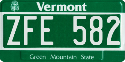 VT license plate ZFE582