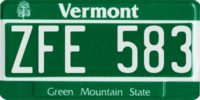 VT license plate ZFE583