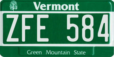 VT license plate ZFE584