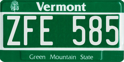 VT license plate ZFE585
