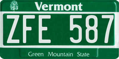 VT license plate ZFE587
