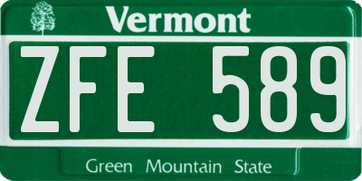VT license plate ZFE589